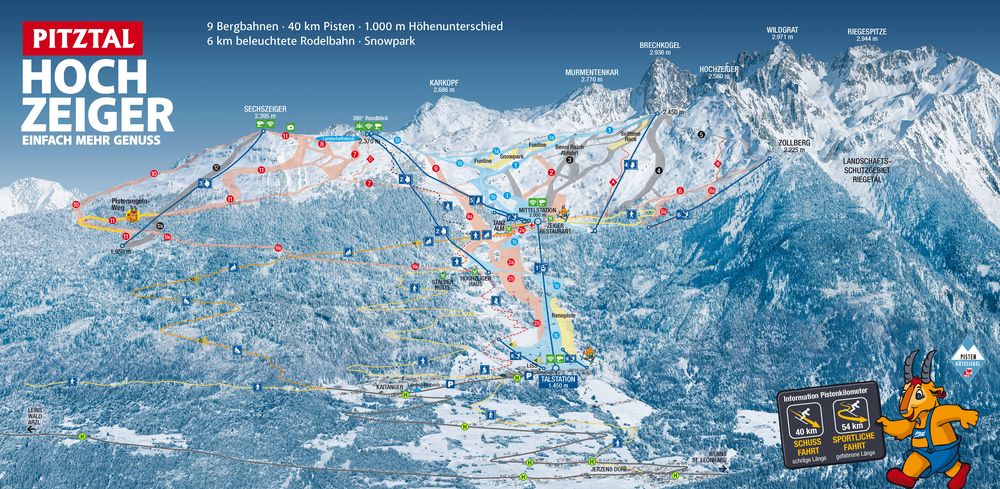 Skigebiet Hochzeiger - Pistenplan ©Hochzeiger Bergbahnen